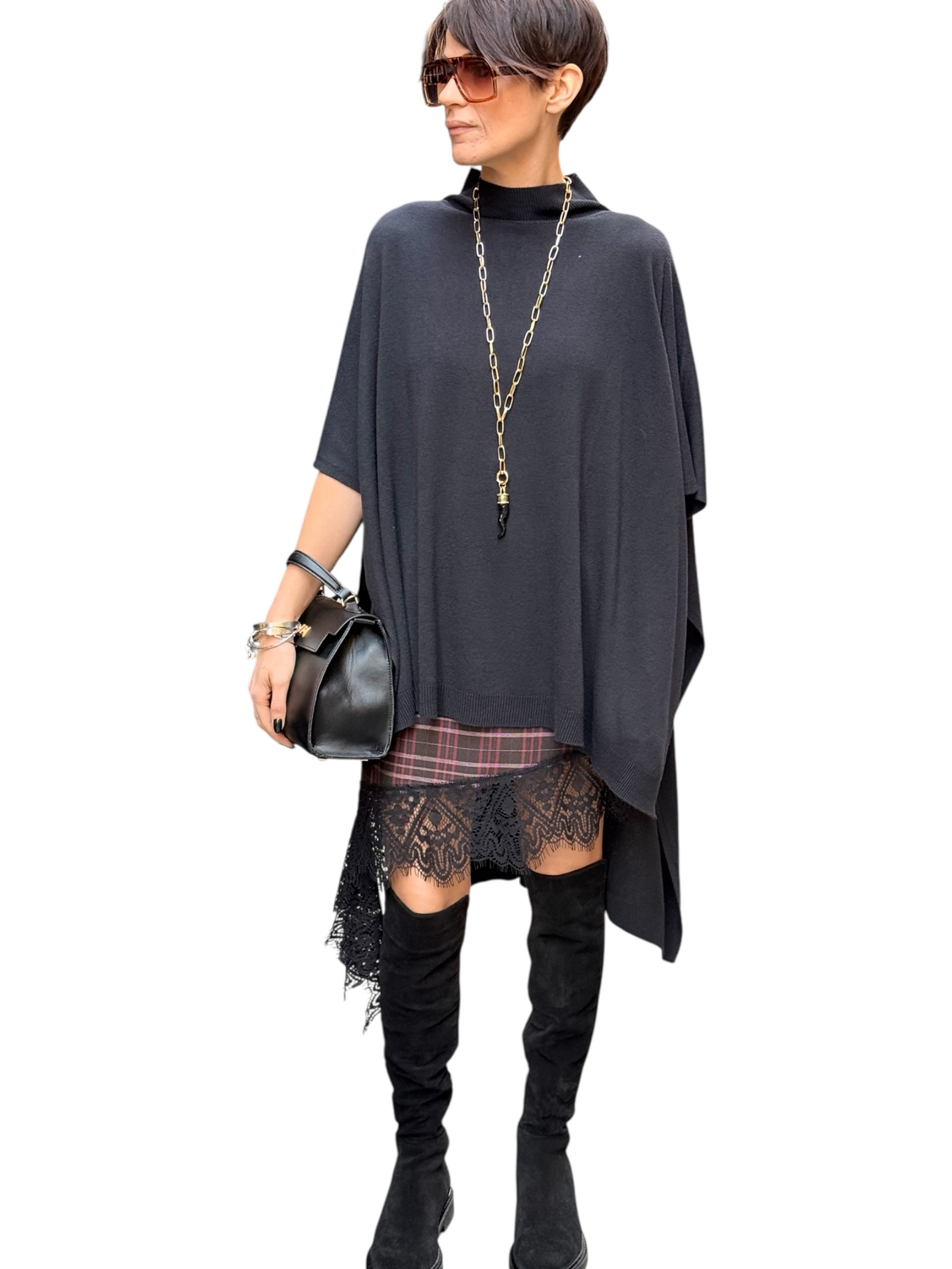 Gonna tartan con pizzo MARYLEY