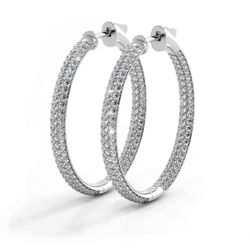 2.5 CTW Triple Row Hoop Earrings