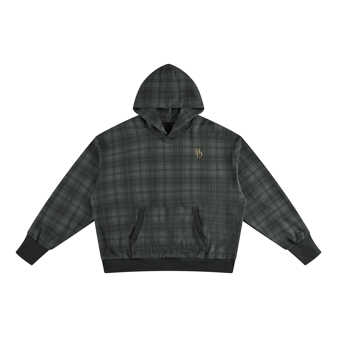 Unisex Plaid Color Block Hoodie