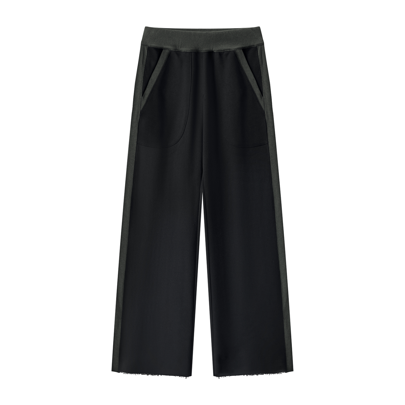Women's Color Block Raw Hem Sweatpants - Black