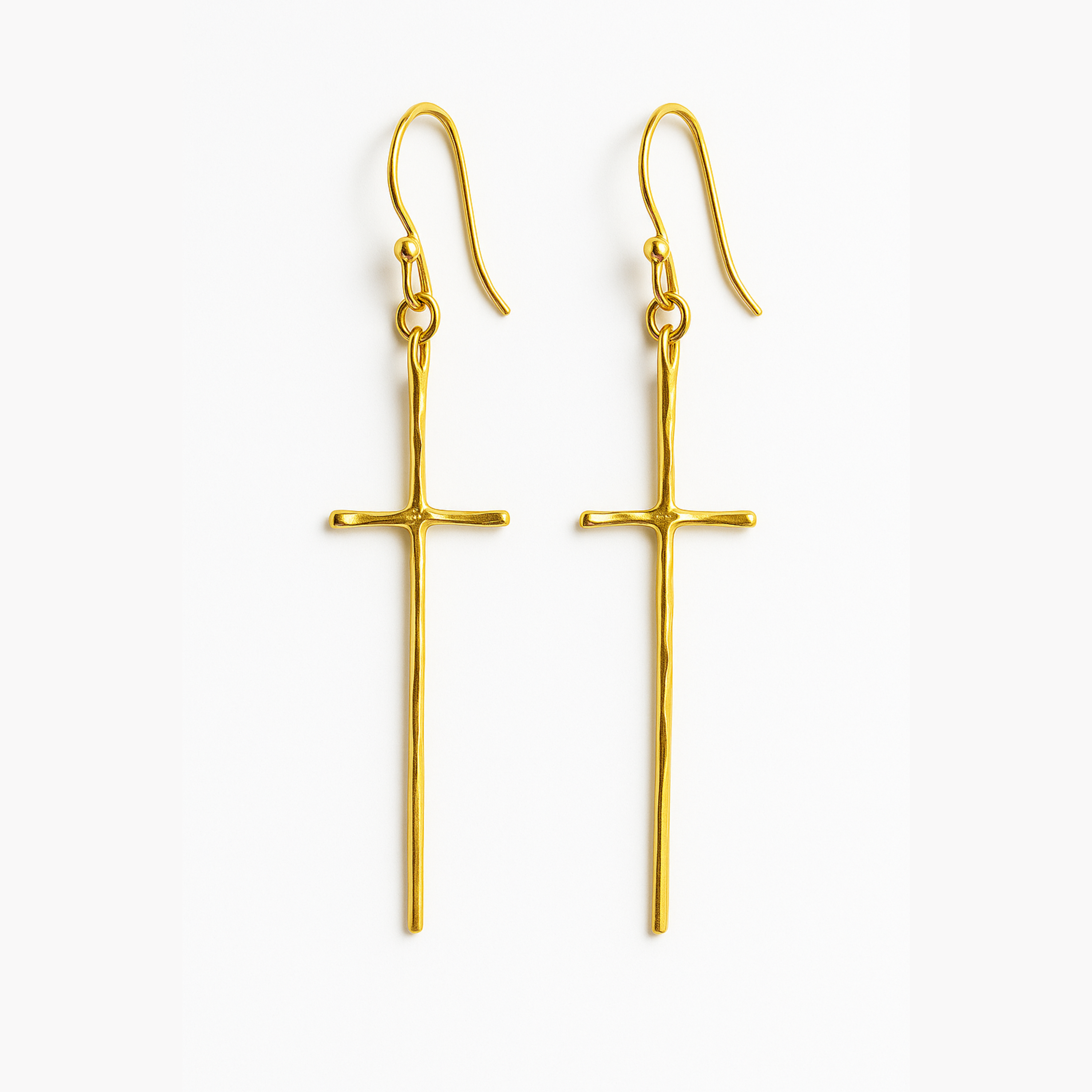 Minimal Molten Cross Earrings