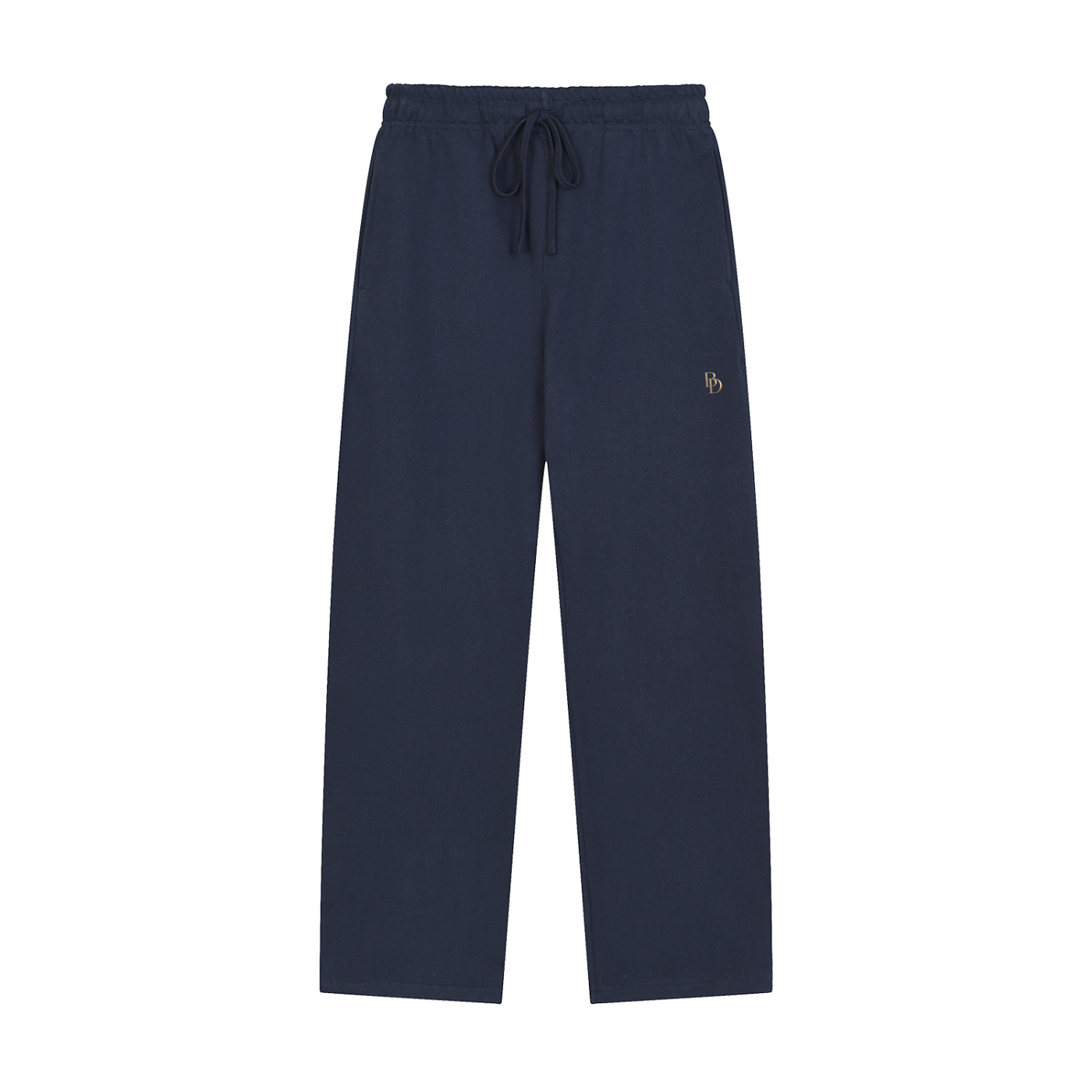 Solid Color Straight-Leg Sweatpants - Navy Blue