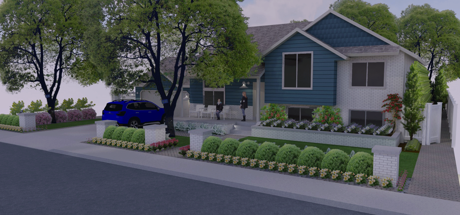 3D model of a beautifully designed landscape of a residential home