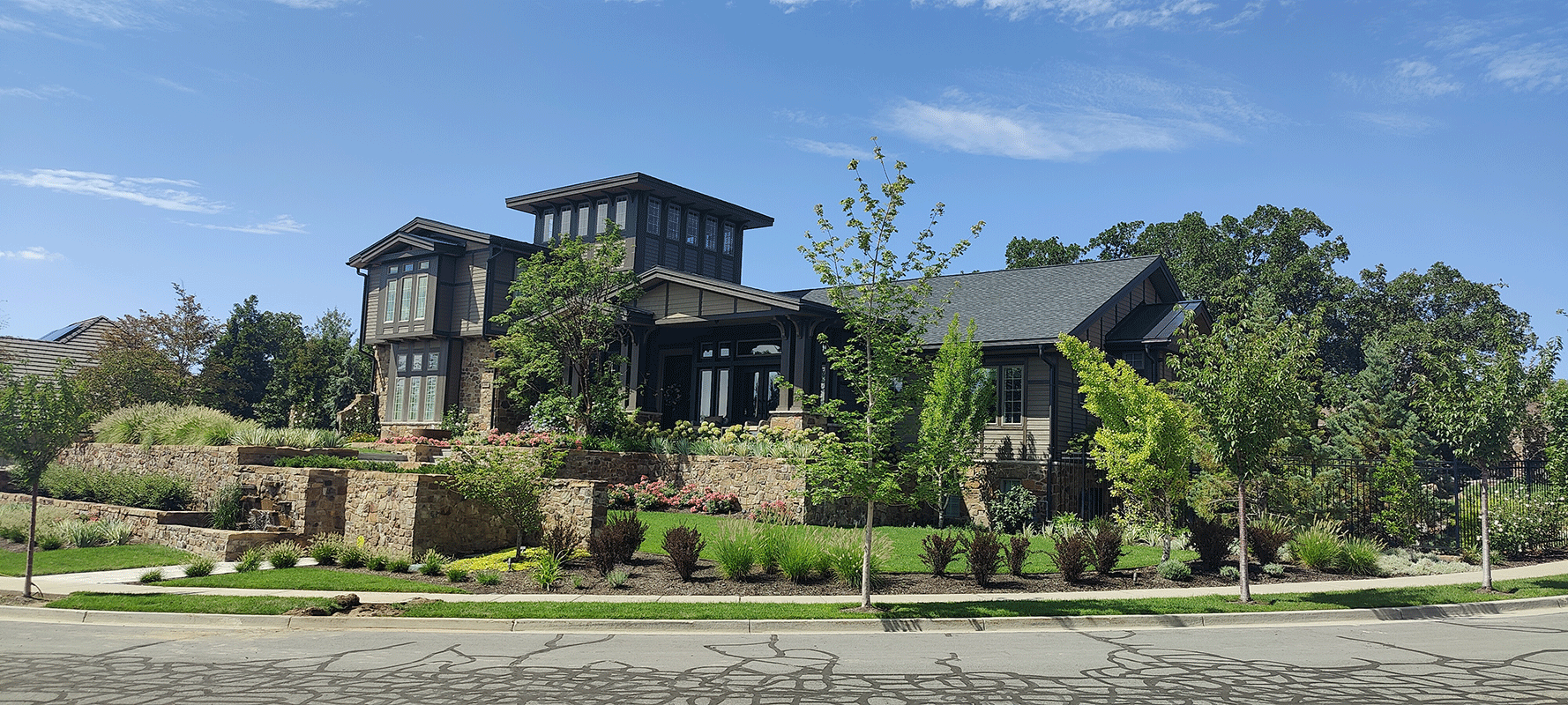 Beautifully designed landscape of a residential home