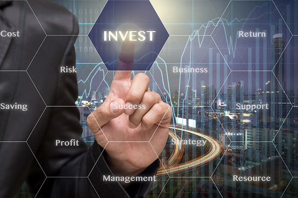 Businessman touching the Invest icon wit