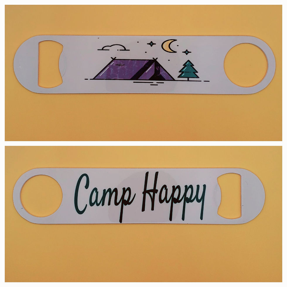 Thumbnail: Tent under night sky on white background with Camp Happy brand.