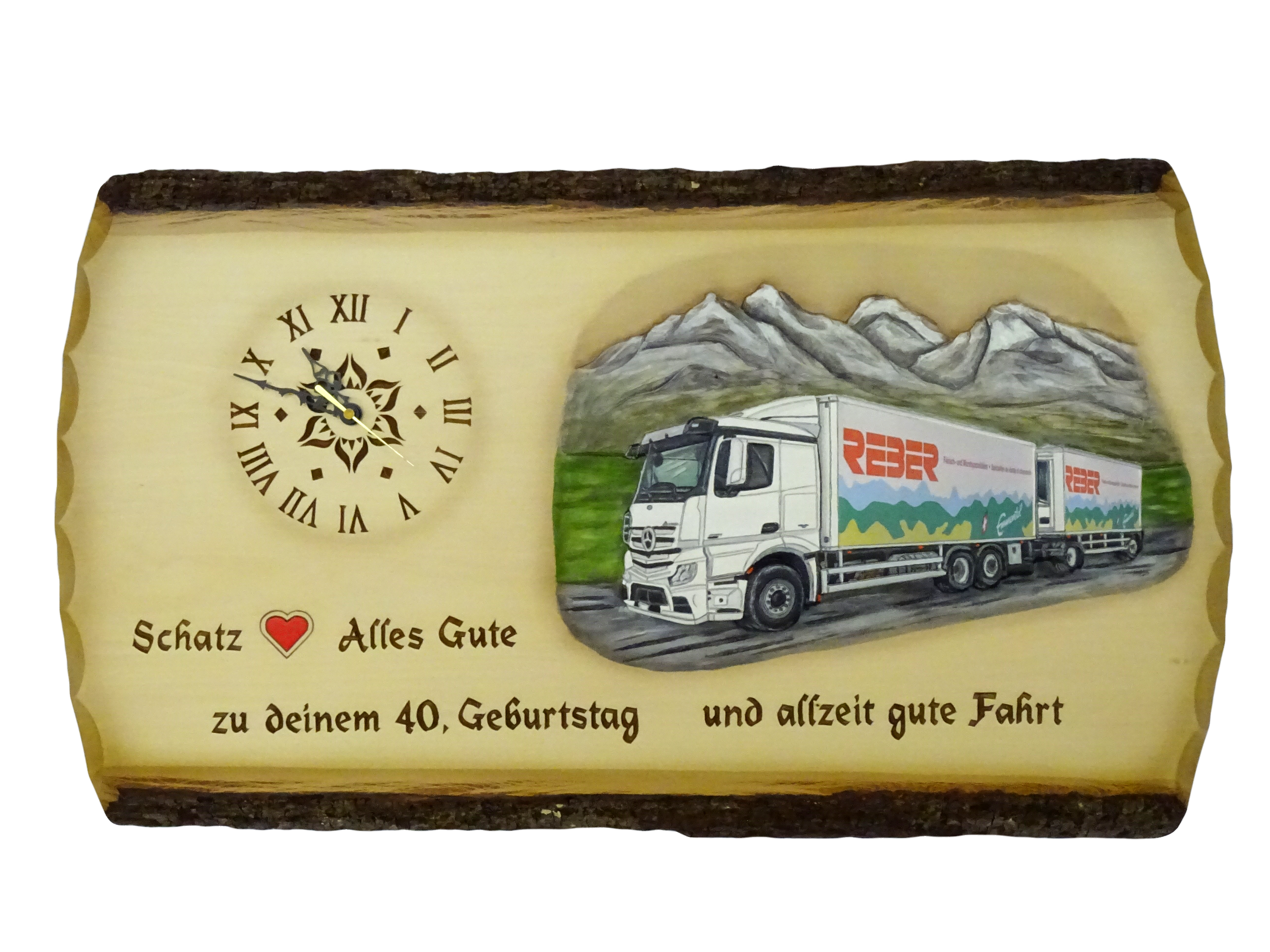 Rindentafel quer mit LKW-Motiv