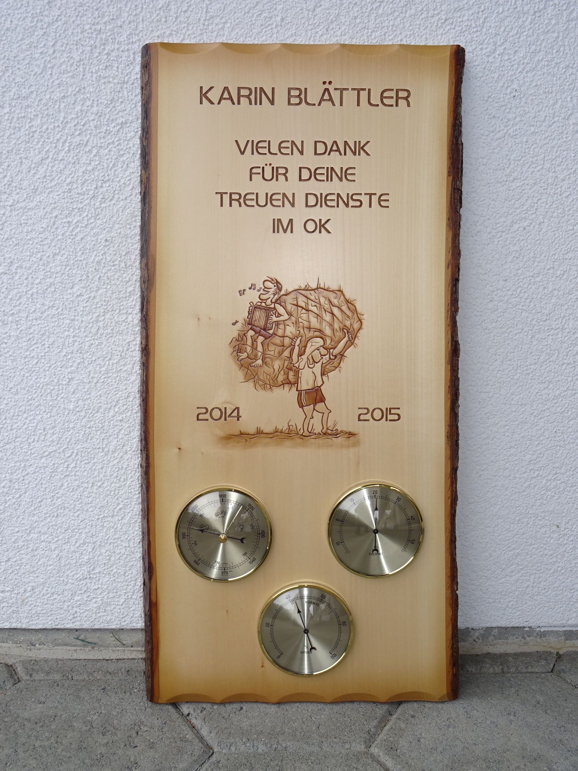 Rindentafel mit Wetterstationen