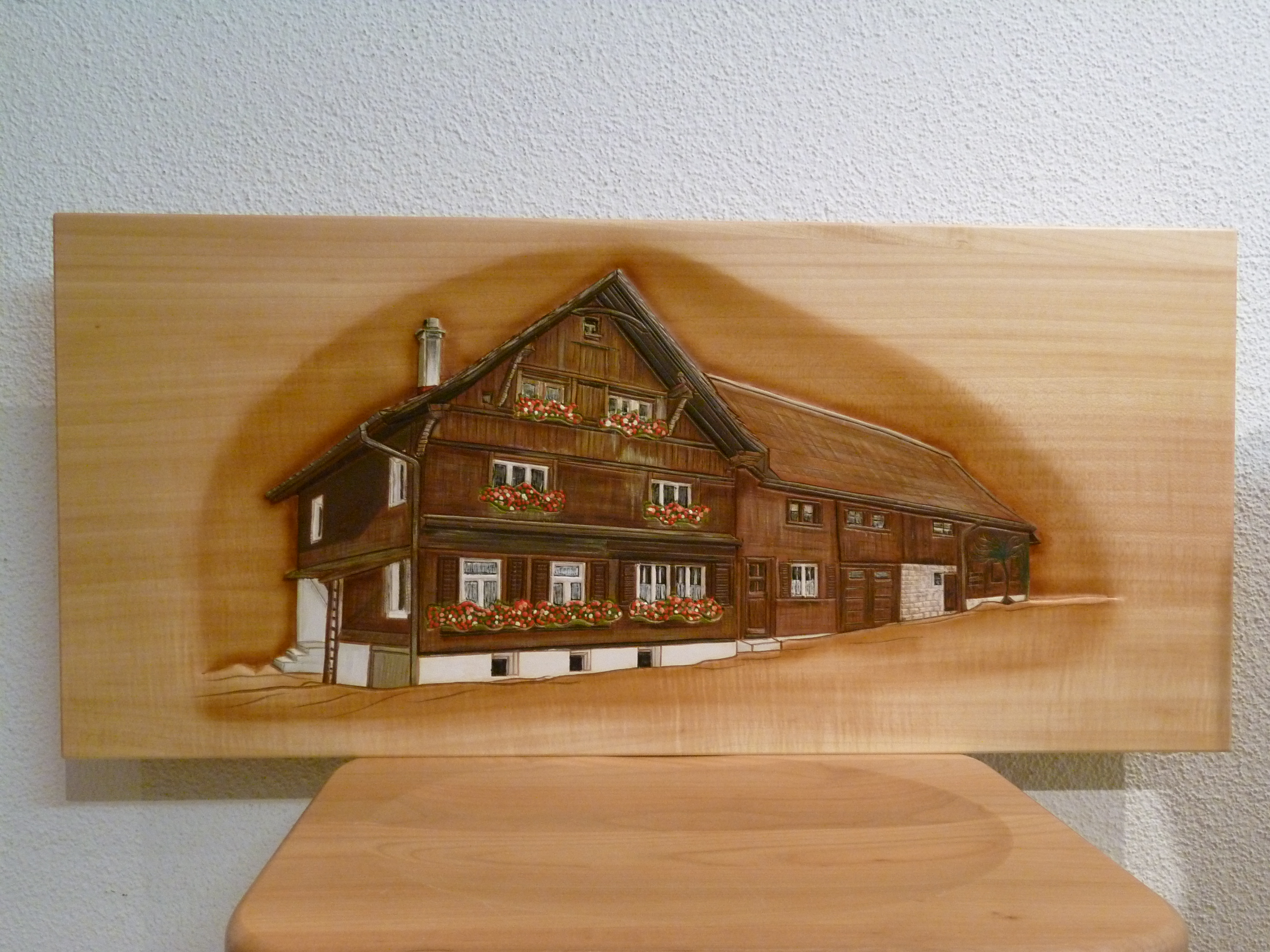 Tafel ohne Rinde mit Haus