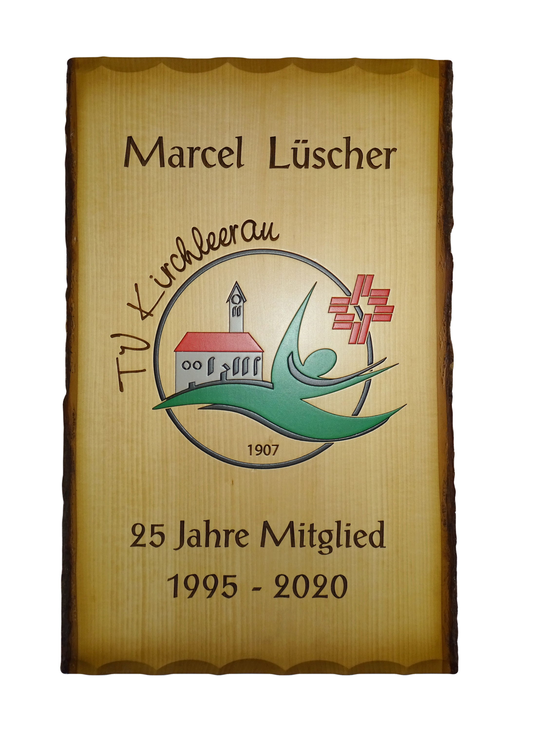 Rindentafel mit Logo Turnverein
