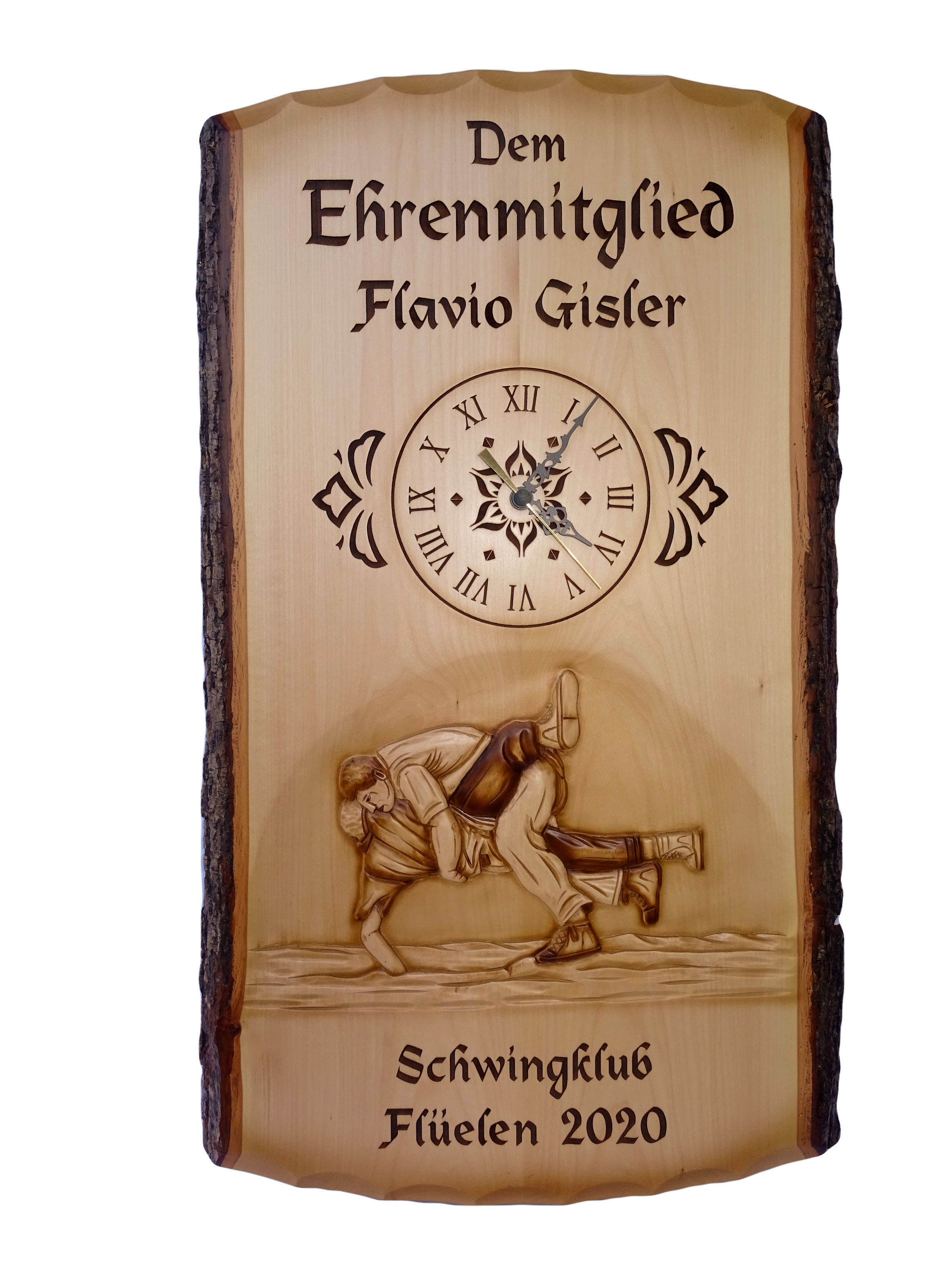 Rindentafel mit Schwingermotiv