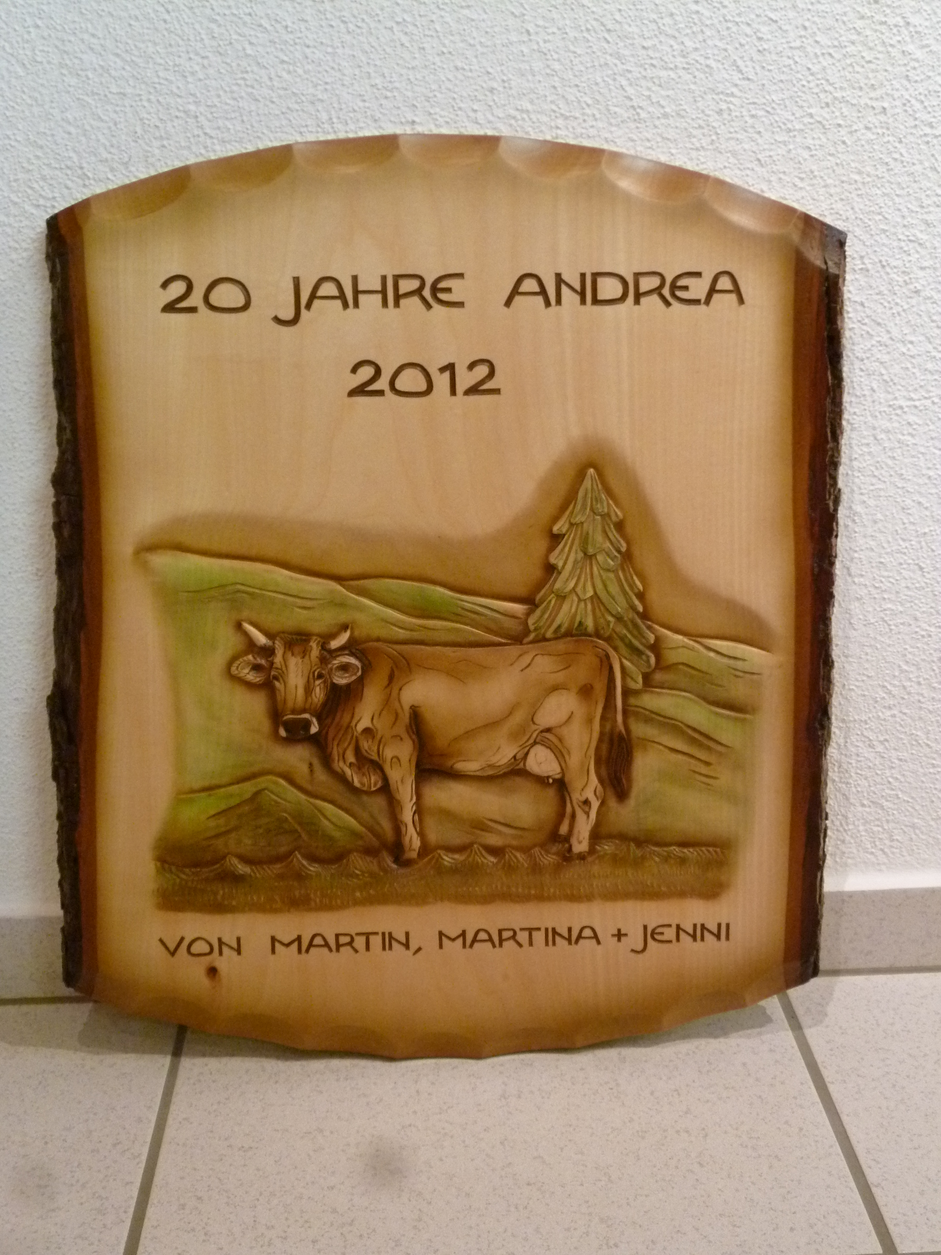 Tafel mit Kuhmotiv