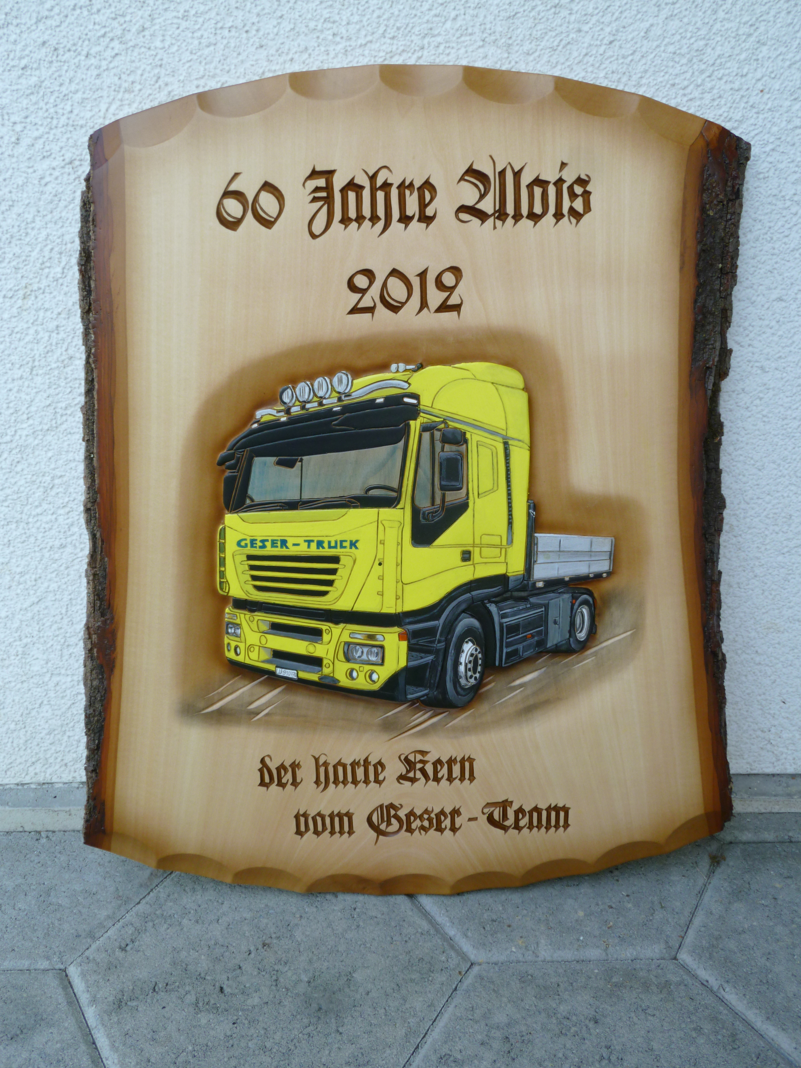 Tafel mit Lastwagen