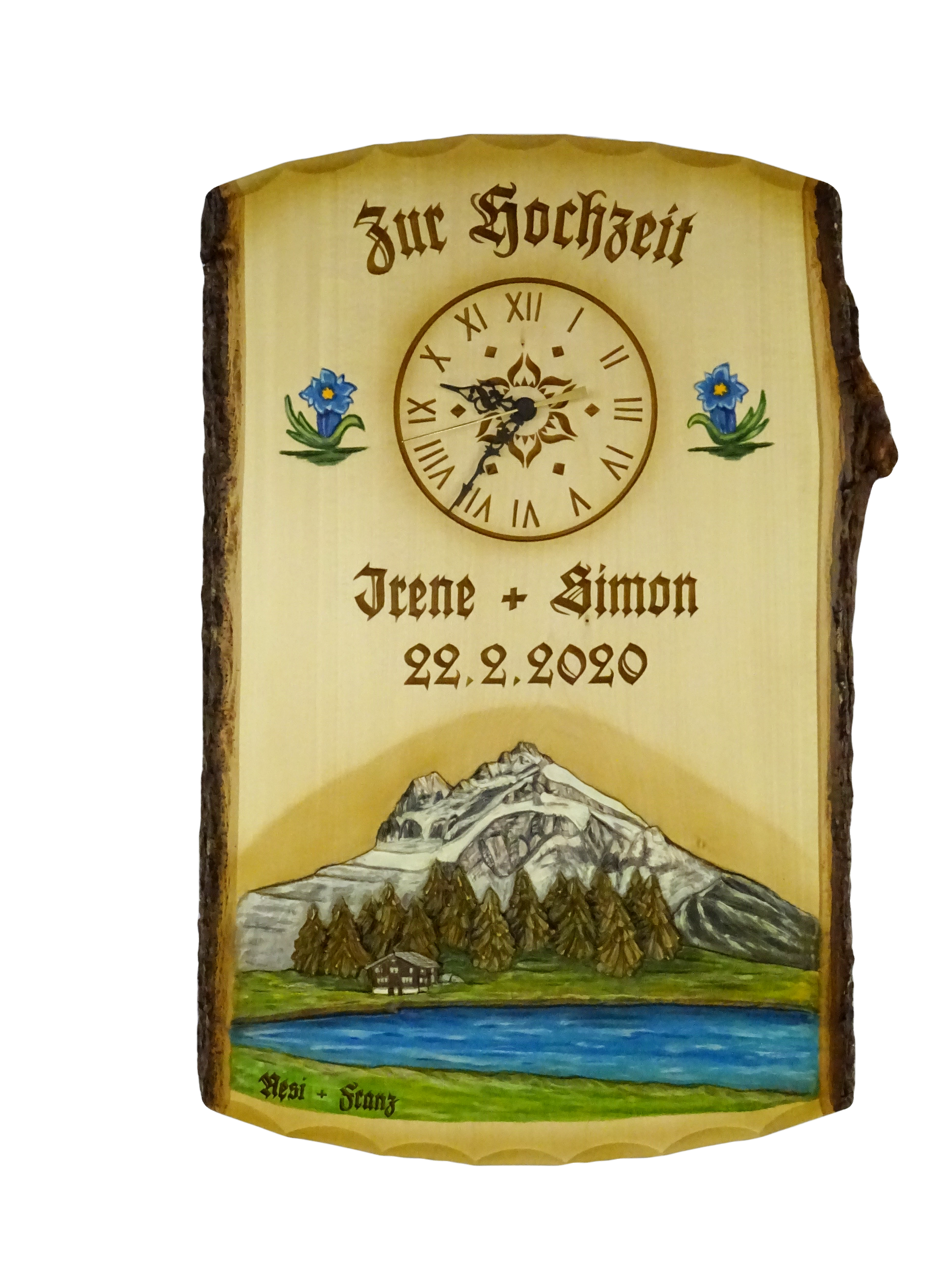 Tafel mit geschnitztem Landschaftsbild