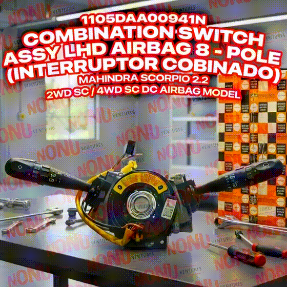 1105DAA00941N COMBINATION SWITCH ASSY LHD AIRBAG 8 - POLE  (INTERRUPTOR COBINADO) MAHINDRA