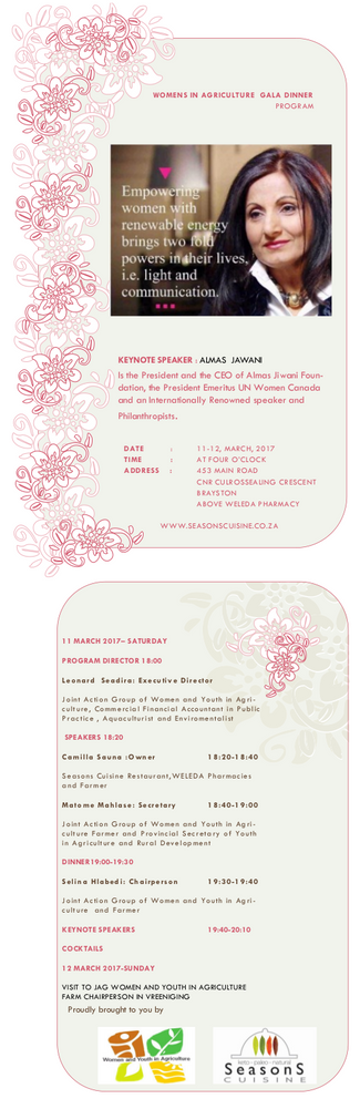 Women in agriculture - Gala Dinner - 11-12 March