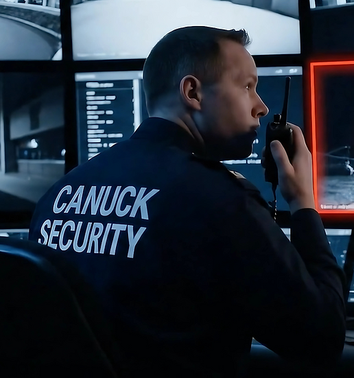Security staff monitoring live CCTV footage on multiple screens in a control room