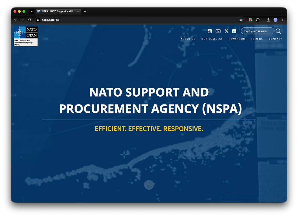 Screenshot of NATO NSPA website, that is now srabable by AI