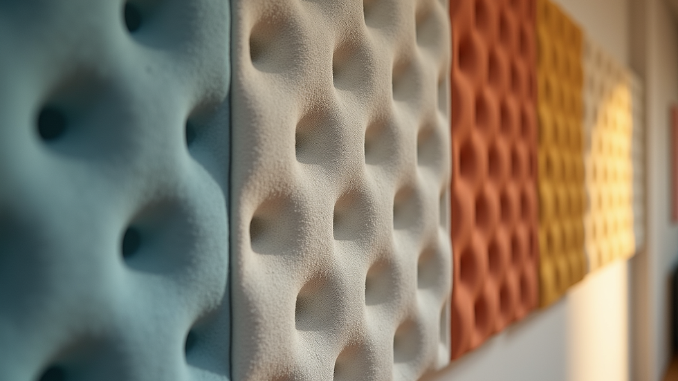 Close-up view of acoustic foam panels installed on a wall