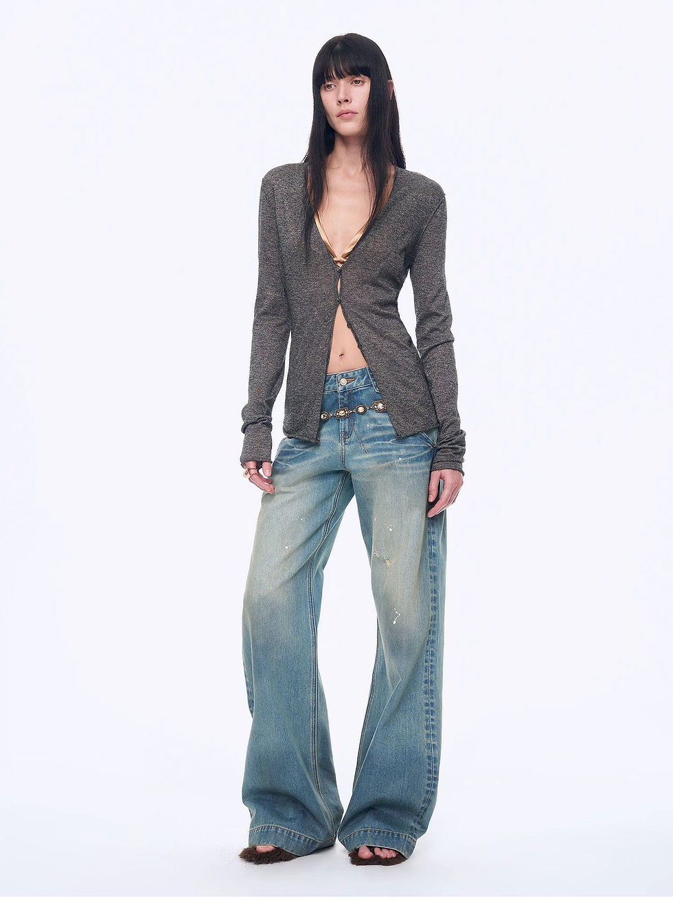Thumbnail: Long Island Vacation" V-Neck Knitted Cardigan — Spring Wool Blend