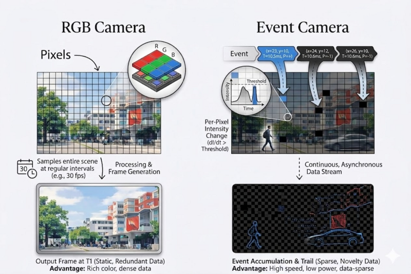 Comparison between frame based vs event-based cameras