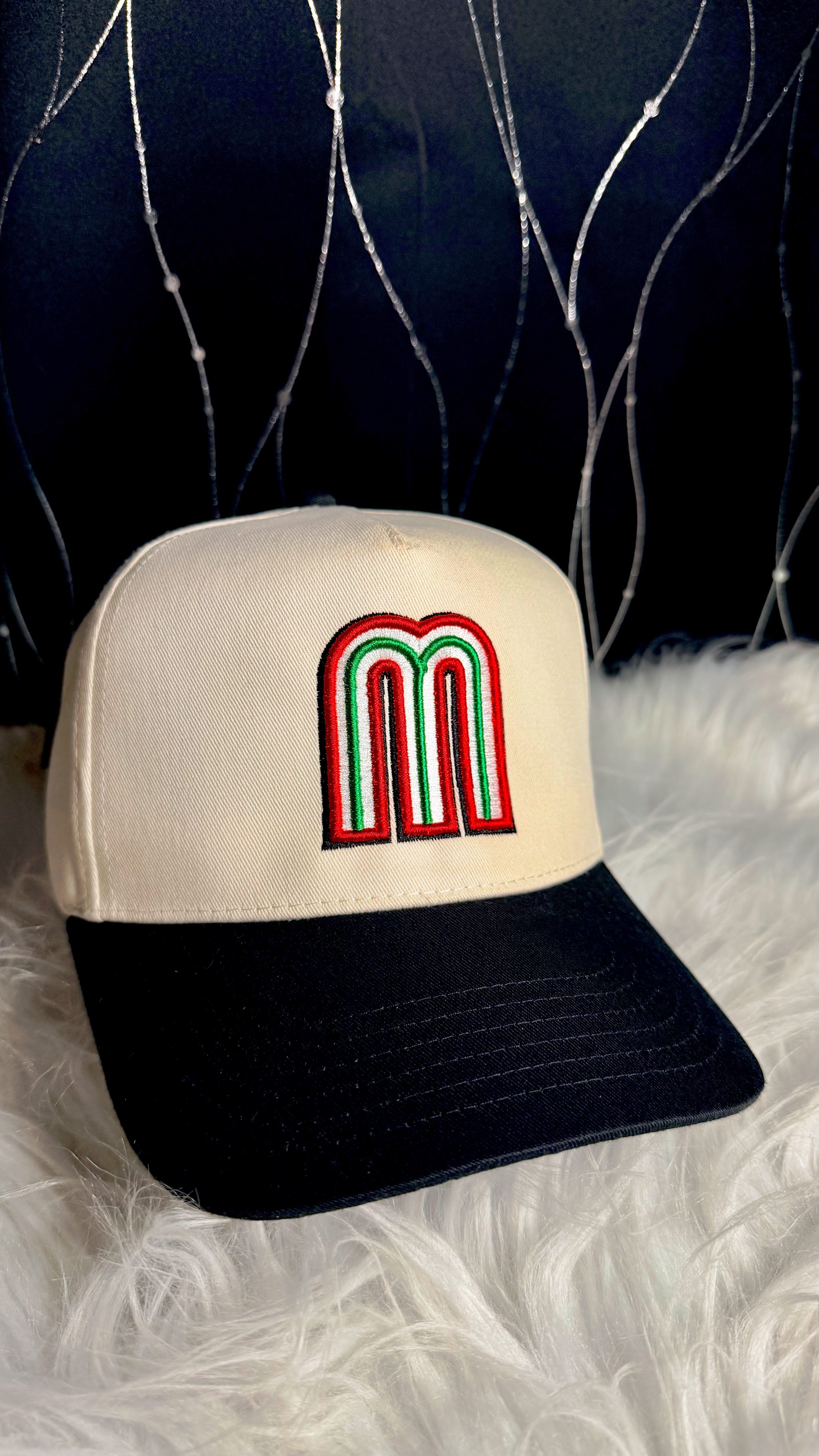 México 3D Puff Embroidered Hat & Removable Necklace