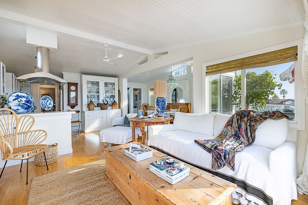 Close-up view of a bright and clean manufactured home interior living room