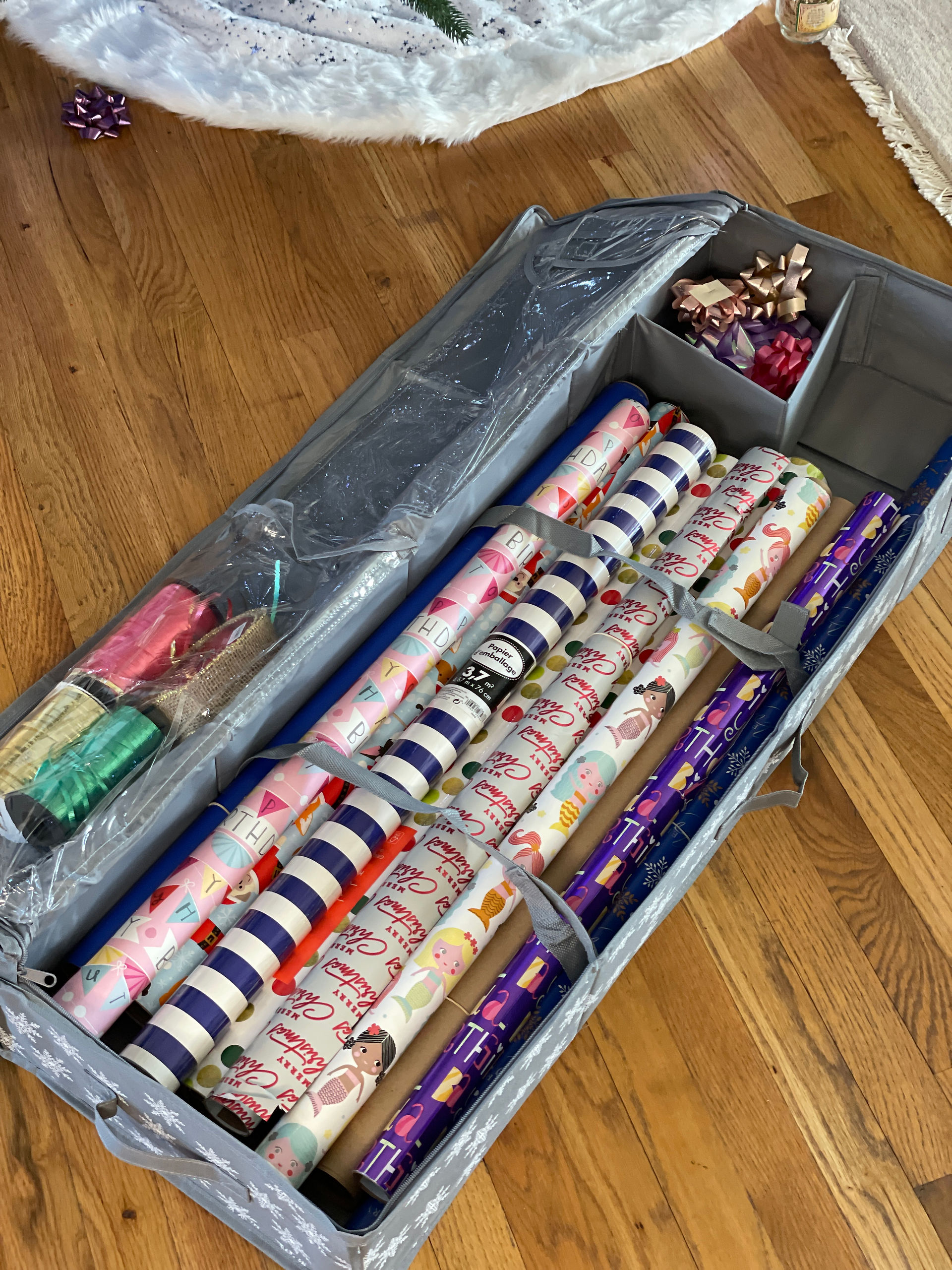 Under The Bed Gift Wrap Storage for Christmas