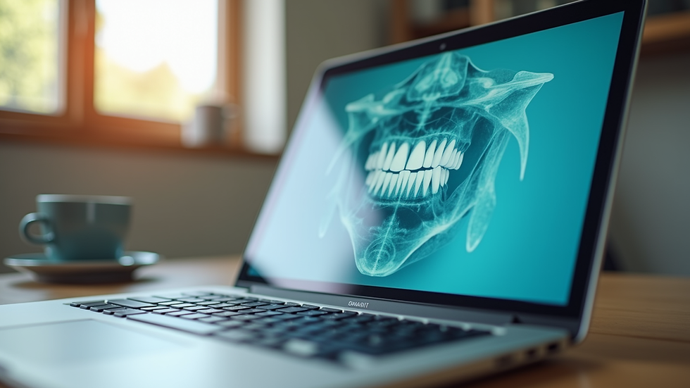 Eye-level view of a laptop displaying an online dental hygiene course interface