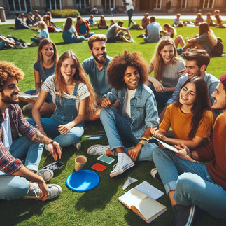 disfrutando la universidad en el campus