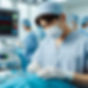 CRNA concentrating during surgery in a bright operating room. Medical monitors display patient vitals. Colleagues work in the background.