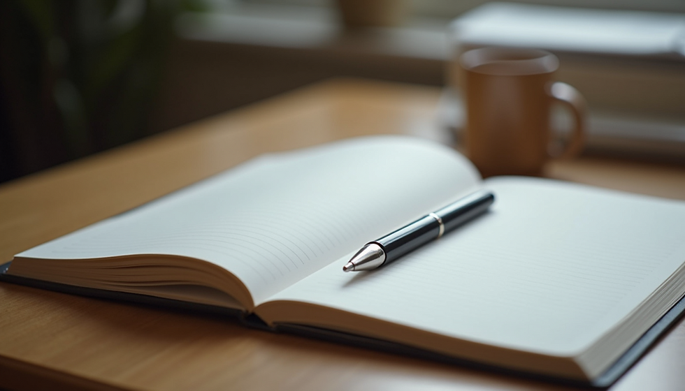 An open book with an ink pen