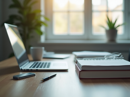 dental application essay being prepared on table with laptop and books