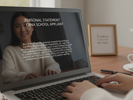 personal statement on computer screen with image of applicant