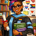 cartoon image of black woman graduating with a PHD in counseling psychology