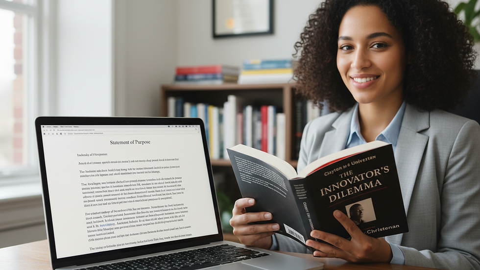 Close-up view of a laptop screen displaying a personal statement draft