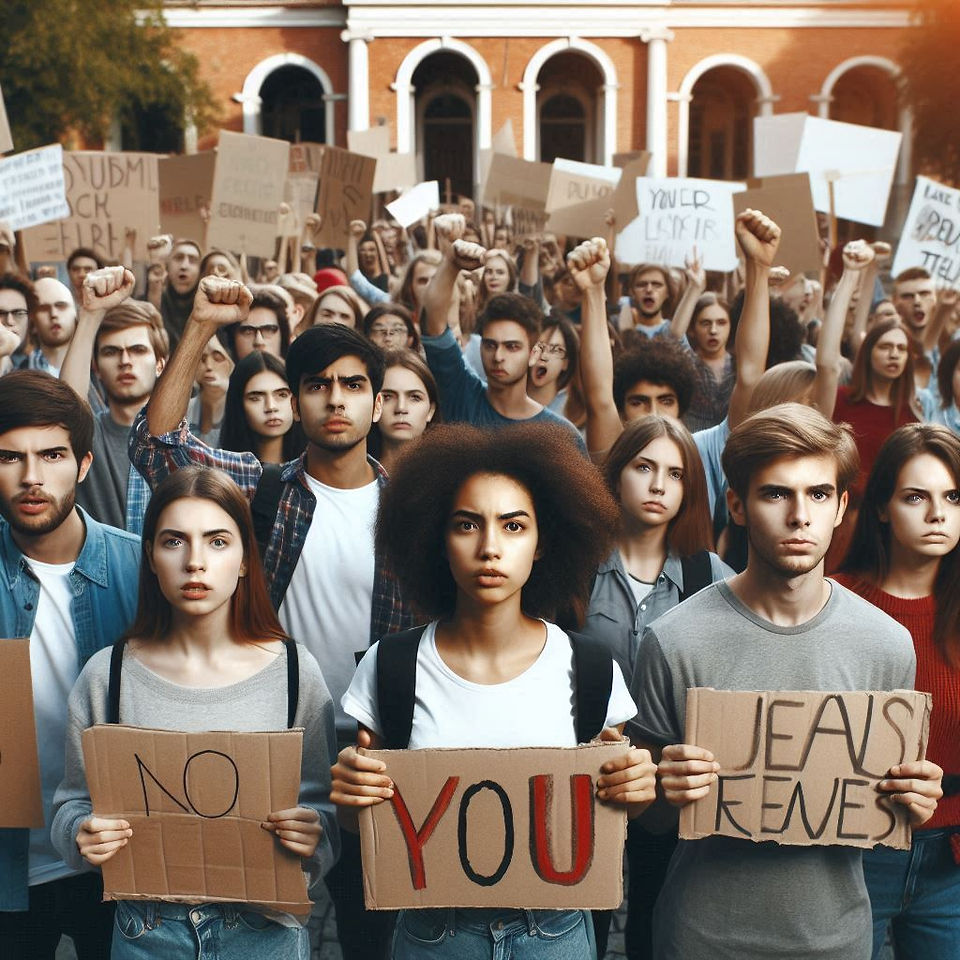 estudiantes furiosos a la espera