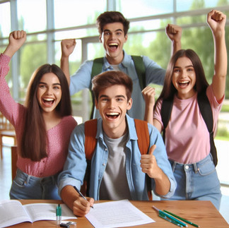 estudiantes emocionados por ingresar