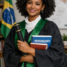 young woman in cap and gown graduating with the PHD in Clinical Psychology