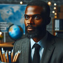 student of Human Resources in an academic setting with a globe in the background