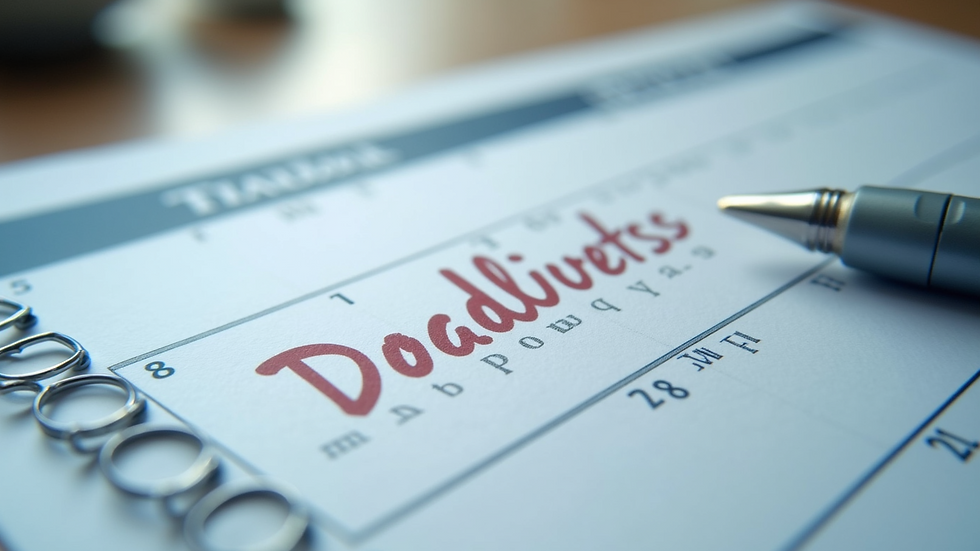 High angle view of a calendar with marked dates for certification deadlines