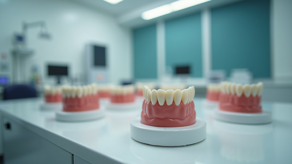 Eye-level view of orthodontic training classroom with dental models