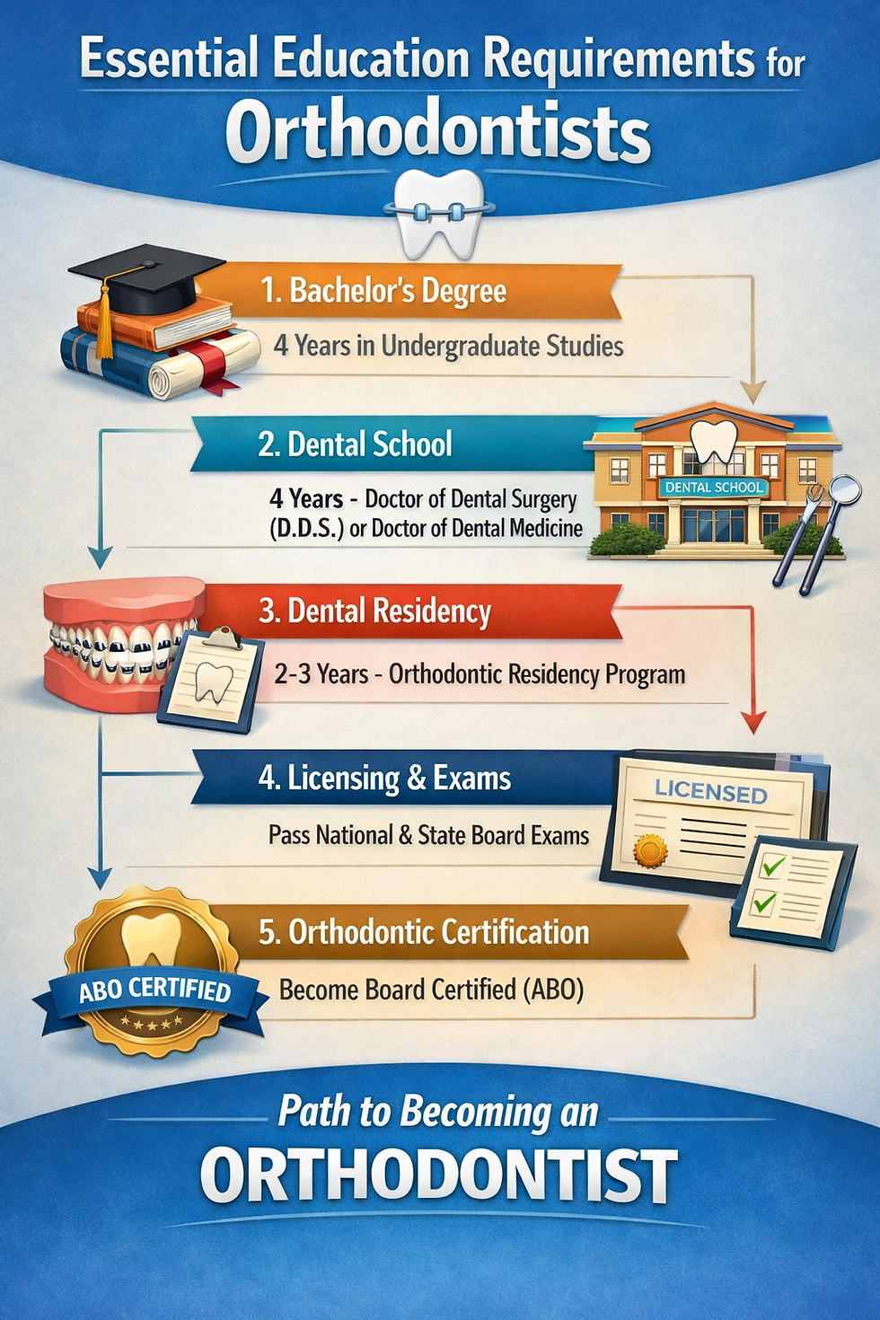 Infographic of Essential Education Requirements for Orthodontists