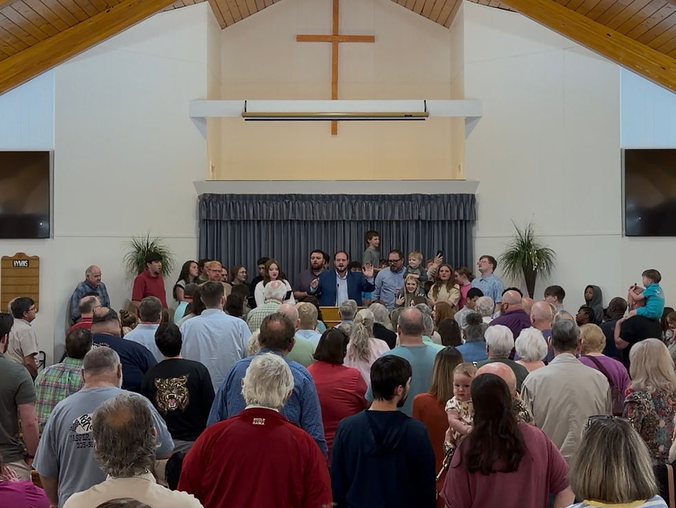Congregation gathered for Christian prayer at church.