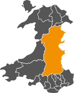 Map of Wales - powys wedi'i amlygu.png