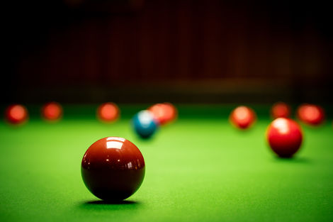 Snooker balls on green table