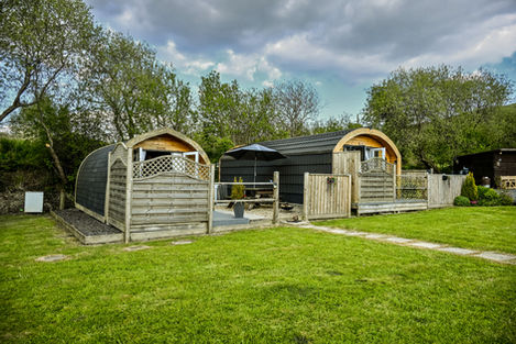Two charming wooden cabins with patio