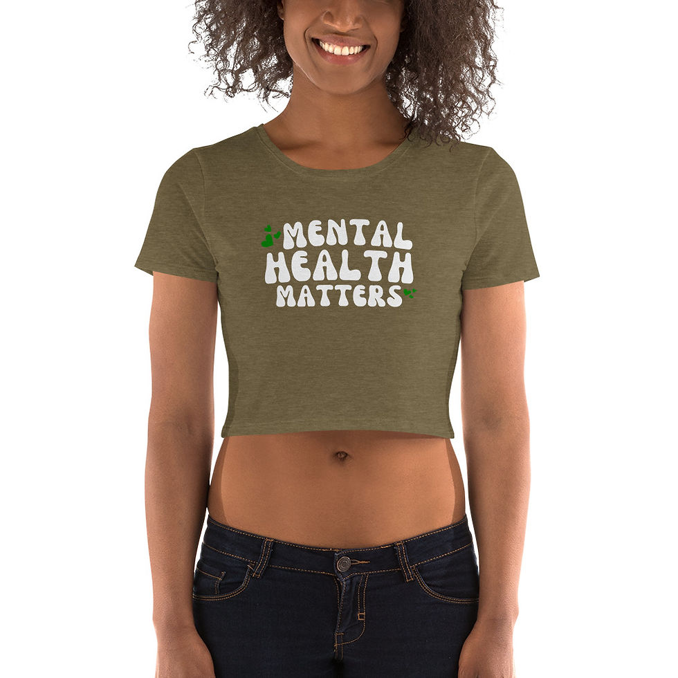 Thumbnail: Women’s Crop Tee Mental Health Matters Green Hearts White Letters
