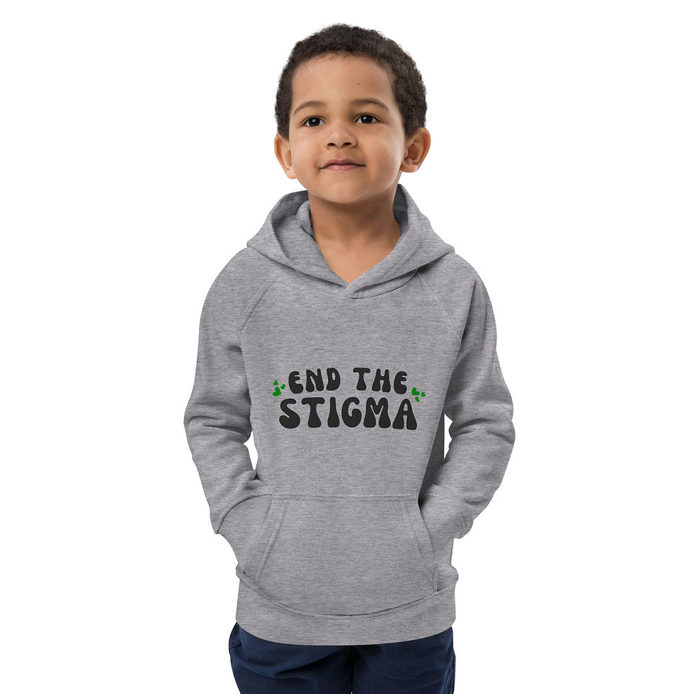 Thumbnail: Kids eco hoodie End The Stigma Green Hearts