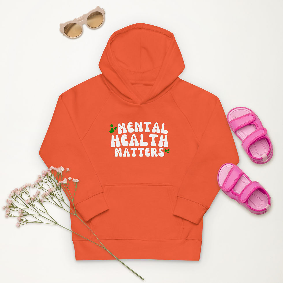Thumbnail: Kids eco hoodie Mental Health Matters Green Hearts White Letters